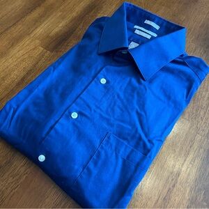 Van Heusen Lux Sateen Blue Dress Shirt Men’s 16 32/33 | Slim Fit Wrinkle Free